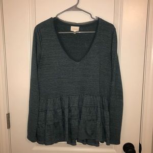 Anthropologie Deletta Thea Ruffle Top - Dark Teal